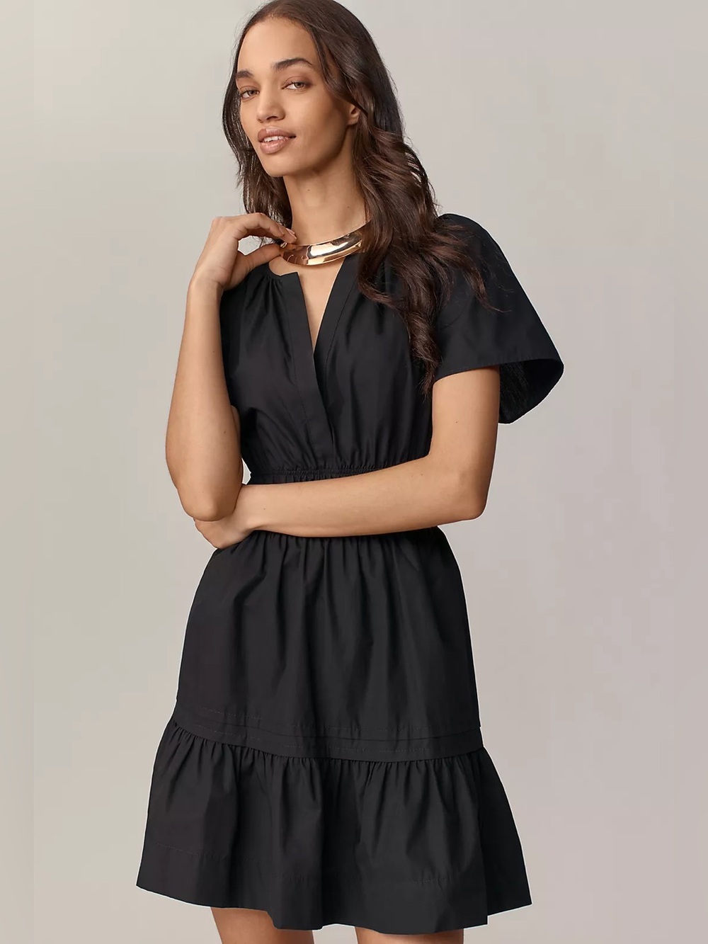 Anthropologie Black Tiered Mini Dress